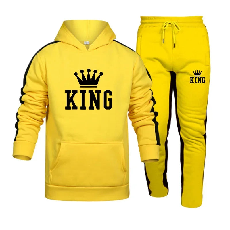 King-chándal estampado para hombre, Sudadera con capucha y pantalones de chándal, conjunto de 2 piezas, moda informal, alta calidad, trotar, deportes, trajes de tendencia, S-4XL