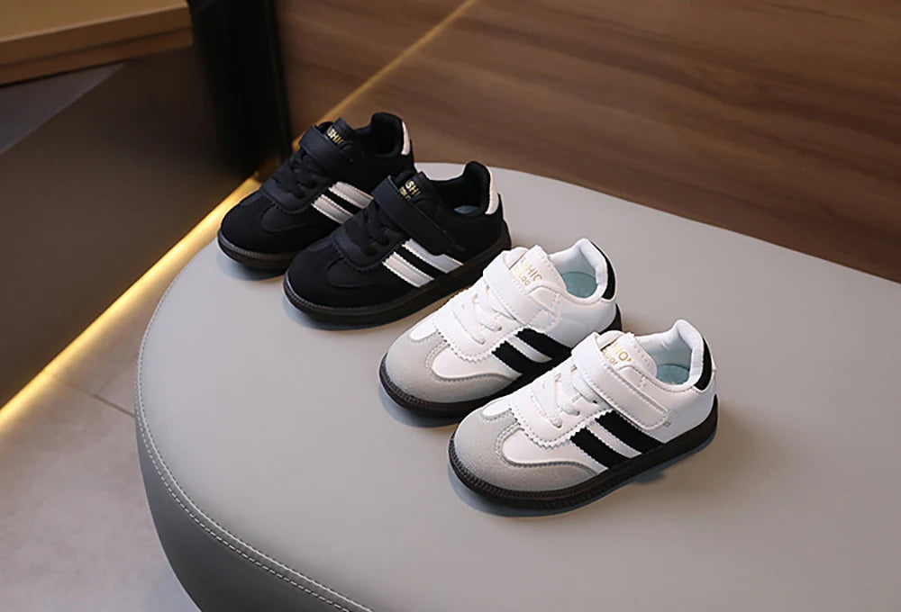 Zapatos deportivos de moda para niños, zapatillas ergonómicas de cuero PU para niños, zapatillas de deporte de suela blanda para niños, zapatillas de tenis para niños y niñas