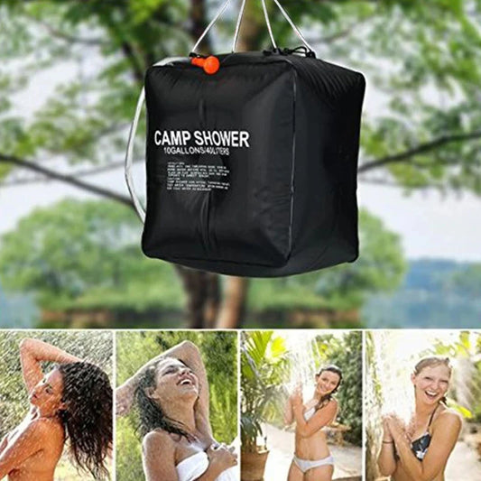 Bolsa de agua 40L cabezal de ducha energía Solar calentamiento rápido Camping bolsa de ducha Camping pesca senderismo bolsa de almacenamiento de agua bolsa de baño