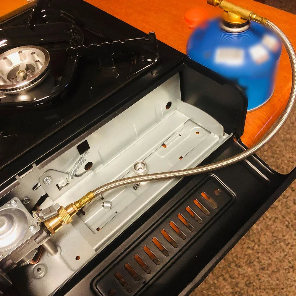Adaptador de cobre para estufa de Camping, convertidor de Gas, casete, horno, conector de estufa, piezas de conversión de apagado automático
