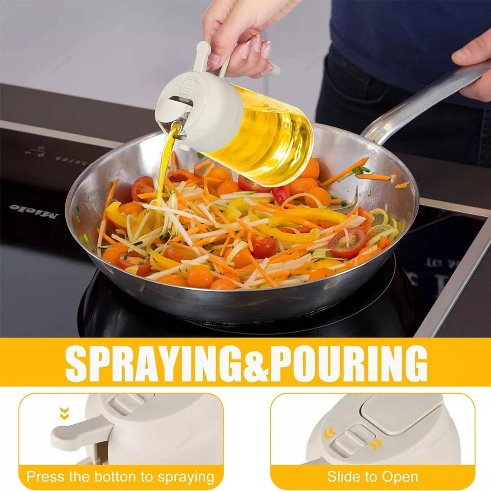 Dispensador de aceite 2 en 1, pulverizador, botella de aceite vertedor, contenedor de aceite de plástico, vaporizador para cocina, ensalada, barbacoa, cocina de acampada
