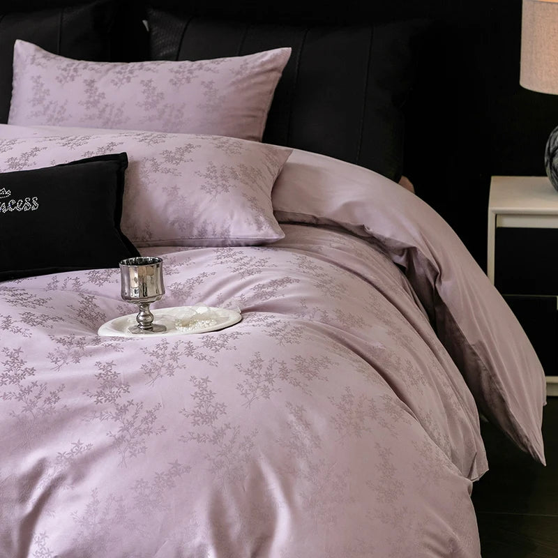 Nuevos juegos de cama de lujo 2025 100% algodón: fibra larga, alta densidad, jacquard satinado, cama de 1,5 m/1,8 m