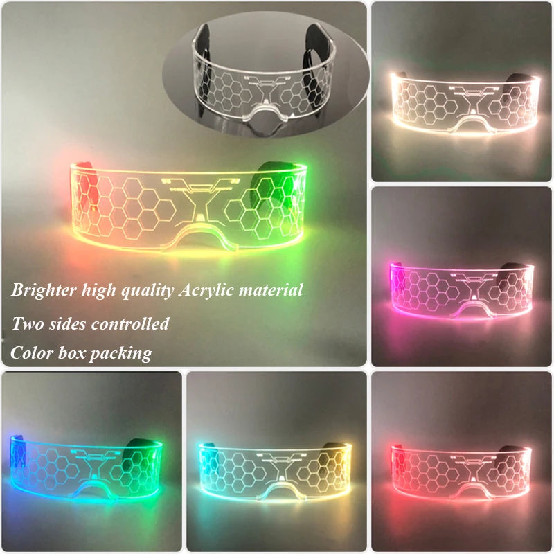Gafas luminosas coloridas con luz LED, lentes de neón brillantes, parpadeantes para fiesta, club nocturno, DJ, decoración de fiesta de baile
