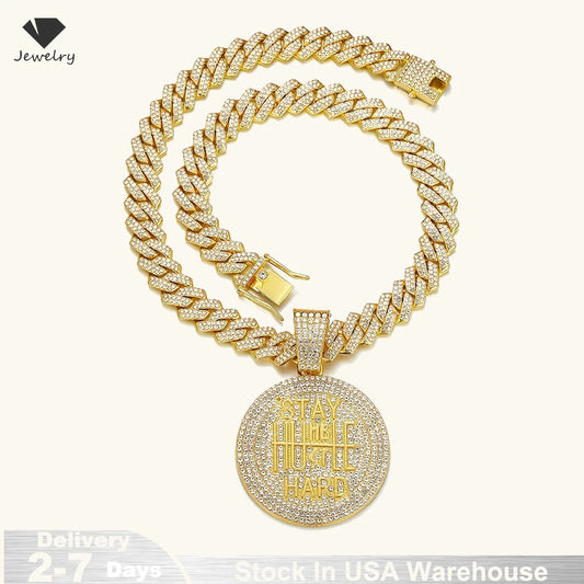 Collar con colgante de Hip Hop para hombre y mujer, cadena cubana de 13mm, collares ostentosos de HipHop, joyería con dijes de moda de EE. UU.
