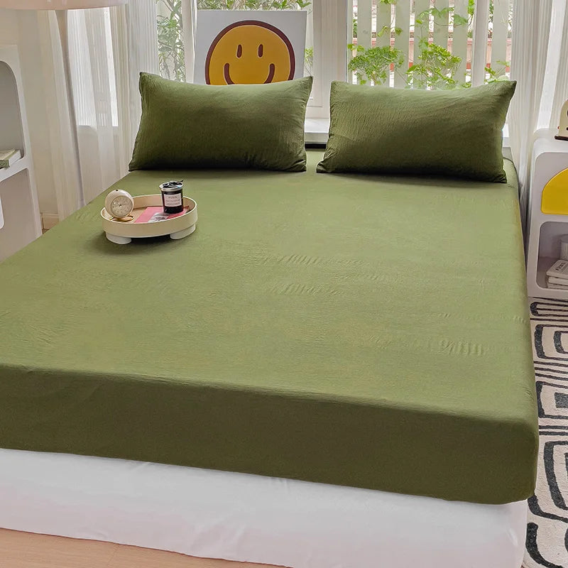 Sábana bajera de algodón lavada con bandas elásticas, funda de colchón ajustable antideslizante para cama doble King Queen 90x200 150x200 180