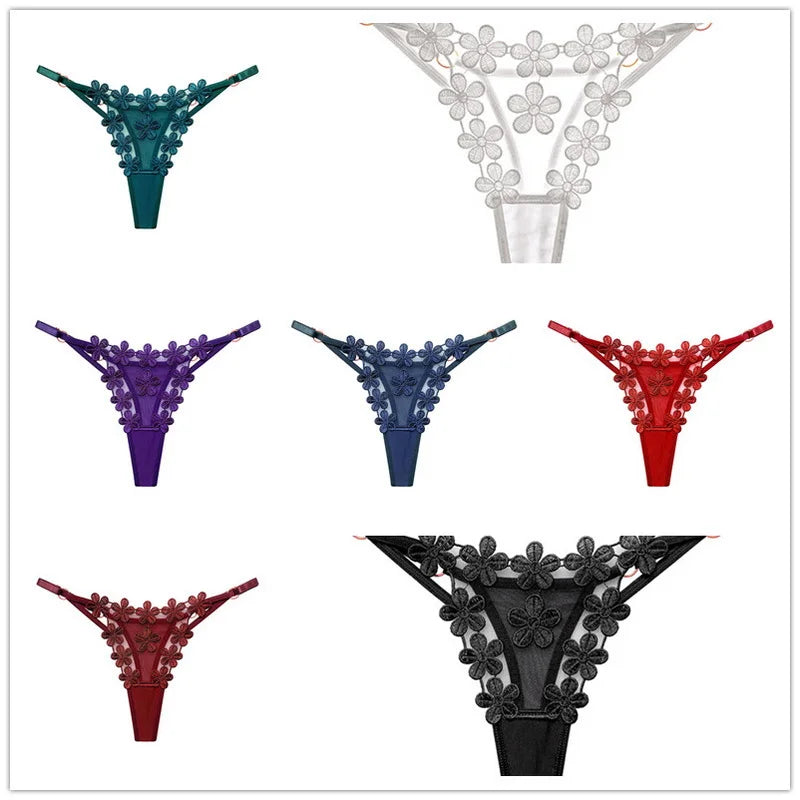 Bragas sexys de encaje para mujer, ropa interior transpirable con Tirantes ajustables, tangas transparentes de hilo Dental, 2024