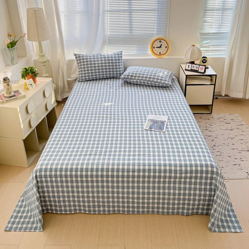 Sábana plana de algodón 100% para cama doble, sábanas superiores lisas de Color sólido, sábanas planas individuales/Queen/King, sábanas de lino para el hogar