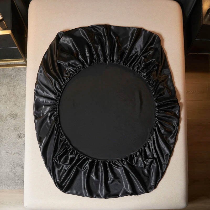 UPzo 100% poliéster 1 Uds. Sábana bajera con superficie satinada (sin funda de almohada) banda elástica alrededor de la funda de colchón sábana para cama King
