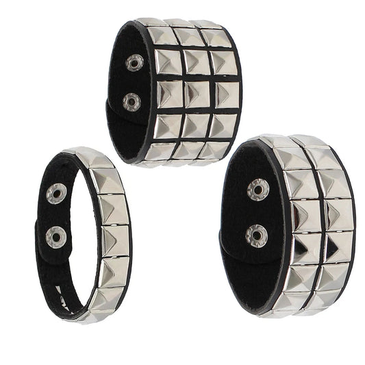 Pulsera Punk de cuero de los aÃƒÂ±os 80 para hombres y mujeres, pulsera gÃƒÂ³tica Punk Rock, brazalete Unisex para accesorios de recuerdos de fiesta de Halloween