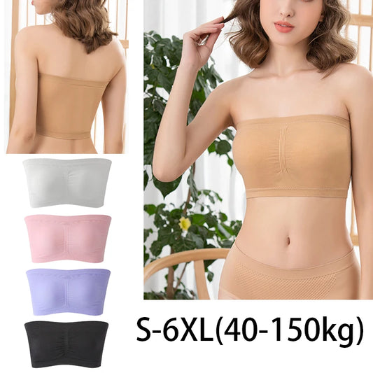 1 Uds. Sujetador de talla grande para mujer, sujetador sin tirantes, cojín fino extraíble para el pecho, sujetador Invisible elástico sin costuras, S-6XL