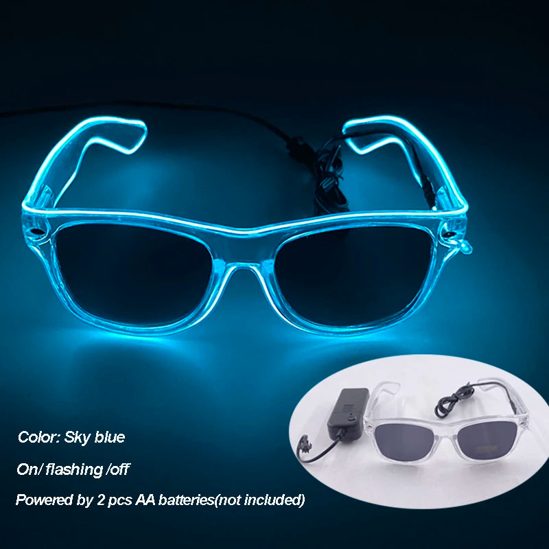 Gafas luminosas coloridas con luz LED, lentes de neón brillantes, parpadeantes para fiesta, club nocturno, DJ, decoración de fiesta de baile