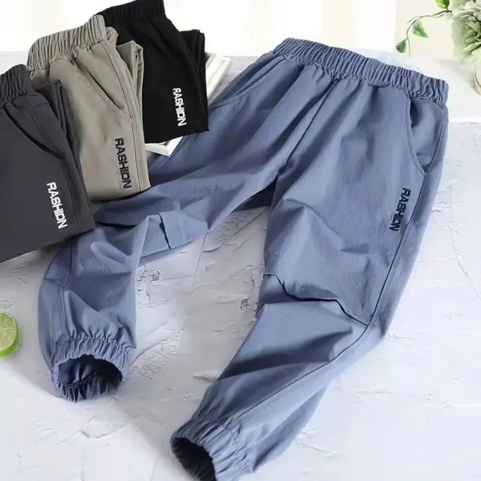 Primavera otoño estilo secado rápido deportes verano niños ropa niños pantalones casuales finos transpirables mediados grandes niños