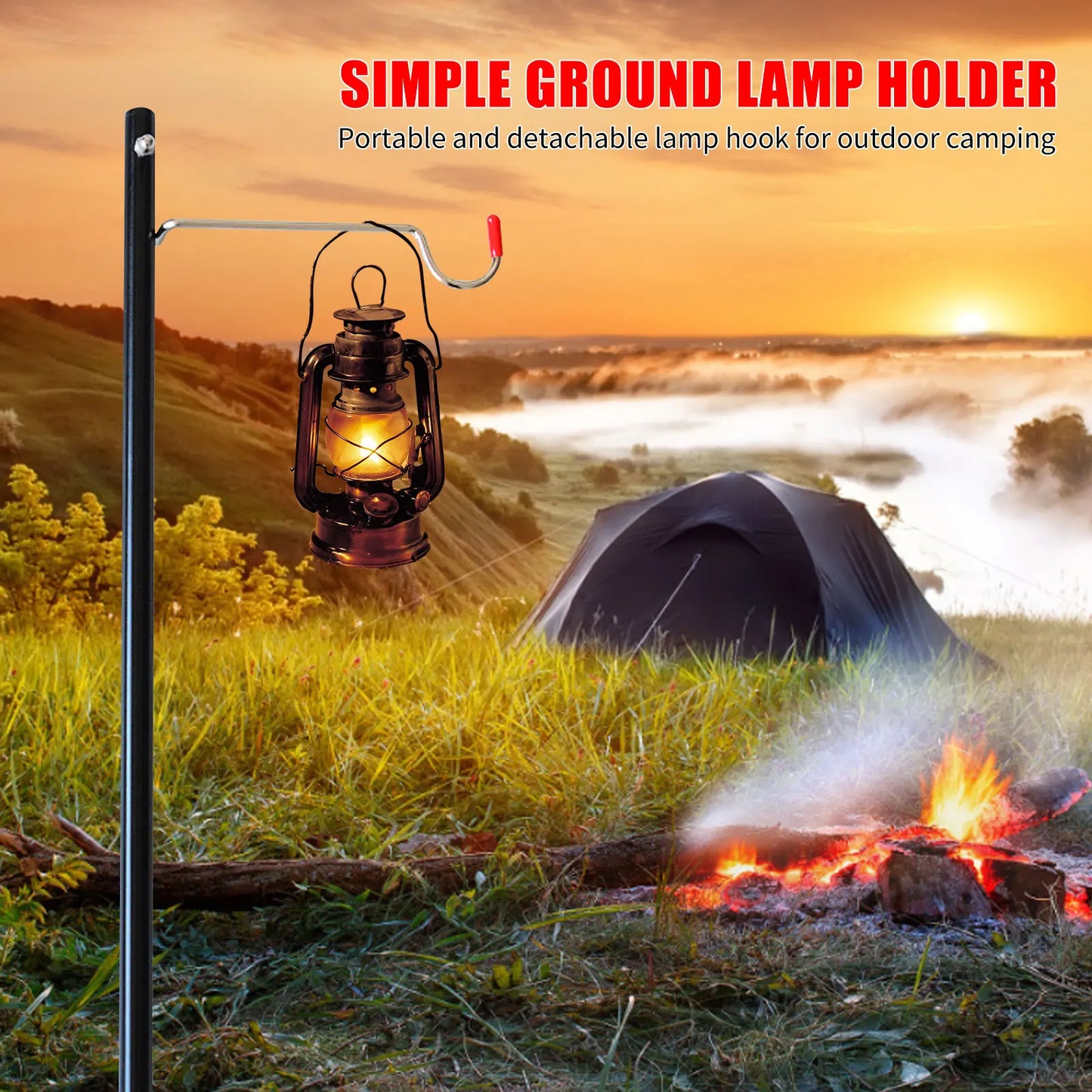 Poste de Luz Portátil para acampar y Clip de escritorio, soporte de aleación de aluminio para exteriores, soporte de luz de campamento de altura ajustable para acampar al aire libre