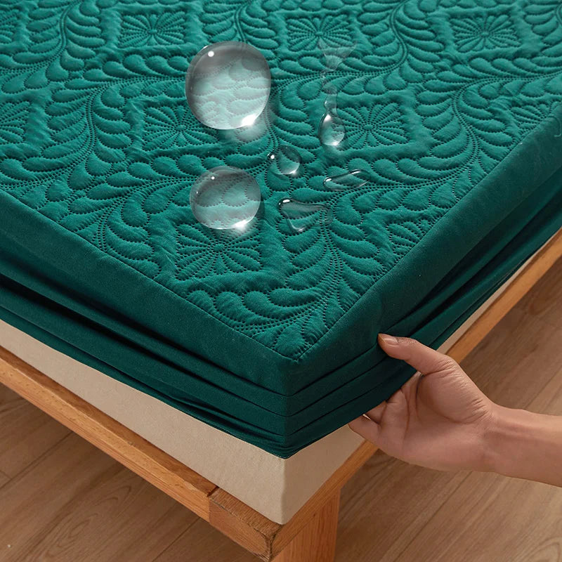 Protector de colchón acolchado impermeable, Funda de colchón transpirable, Sábana ajustable antiácaros y antibacteriana, sin funda de almohada