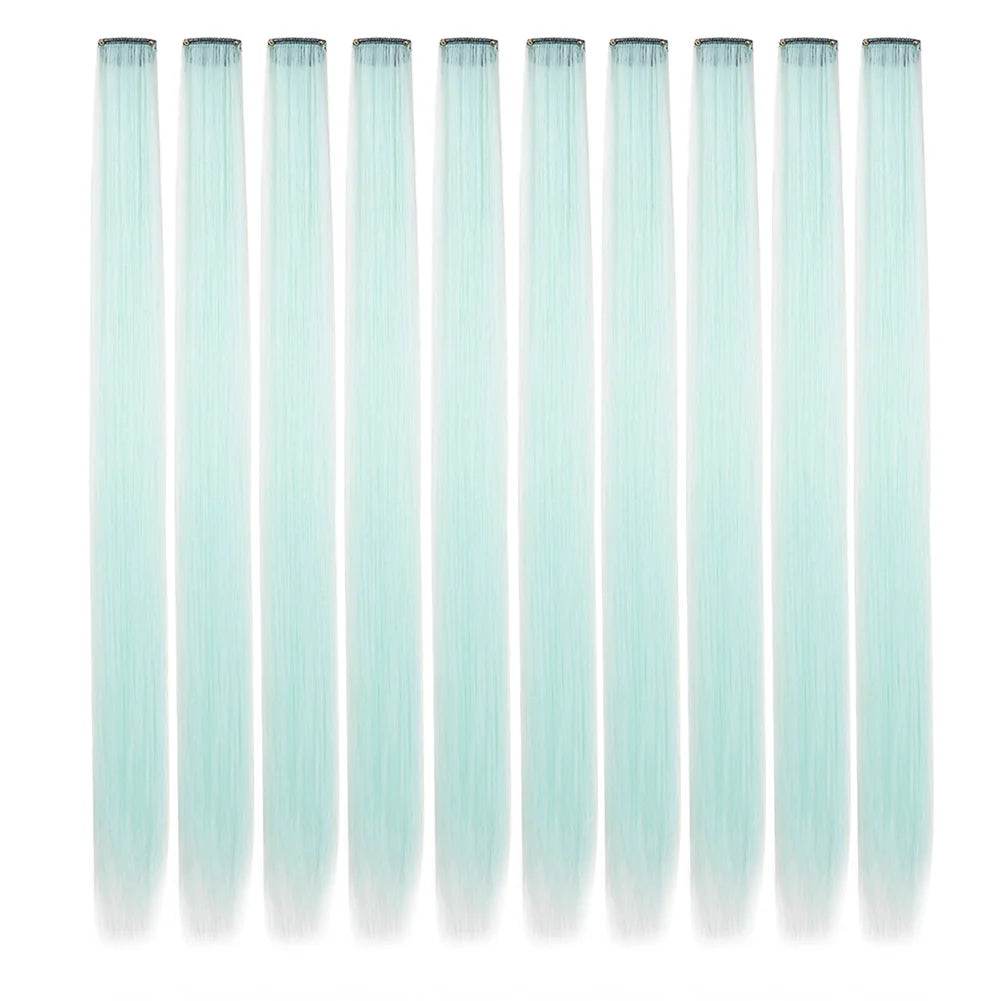 10 unids/pack de extensiones de cabello con Clip para fiesta de colores para niÃƒÂ±as, postizos sintÃƒÂ©ticos de pelo liso de 22 pulgadas de colores Omber