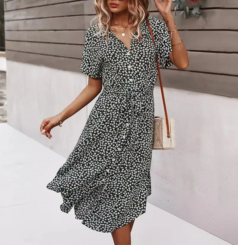 022Vestido Amazon Independent Station Venta rápida Estilo de vacaciones casual Primavera Verano Falda de dobladillo ancho sexy