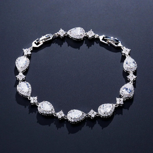 ZAKOL clÃ¡sico geomÃ©trico gota de agua CZ pulsera para mujer nupcial hermosa Buling circÃ³n fiesta boda joyerÃ­a