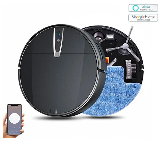 Robot aspirador inteligente con aplicación de succión de 3800PA y Control por voz, limpieza de suelo de barrido y carga automática para aspiradora robótica doméstica