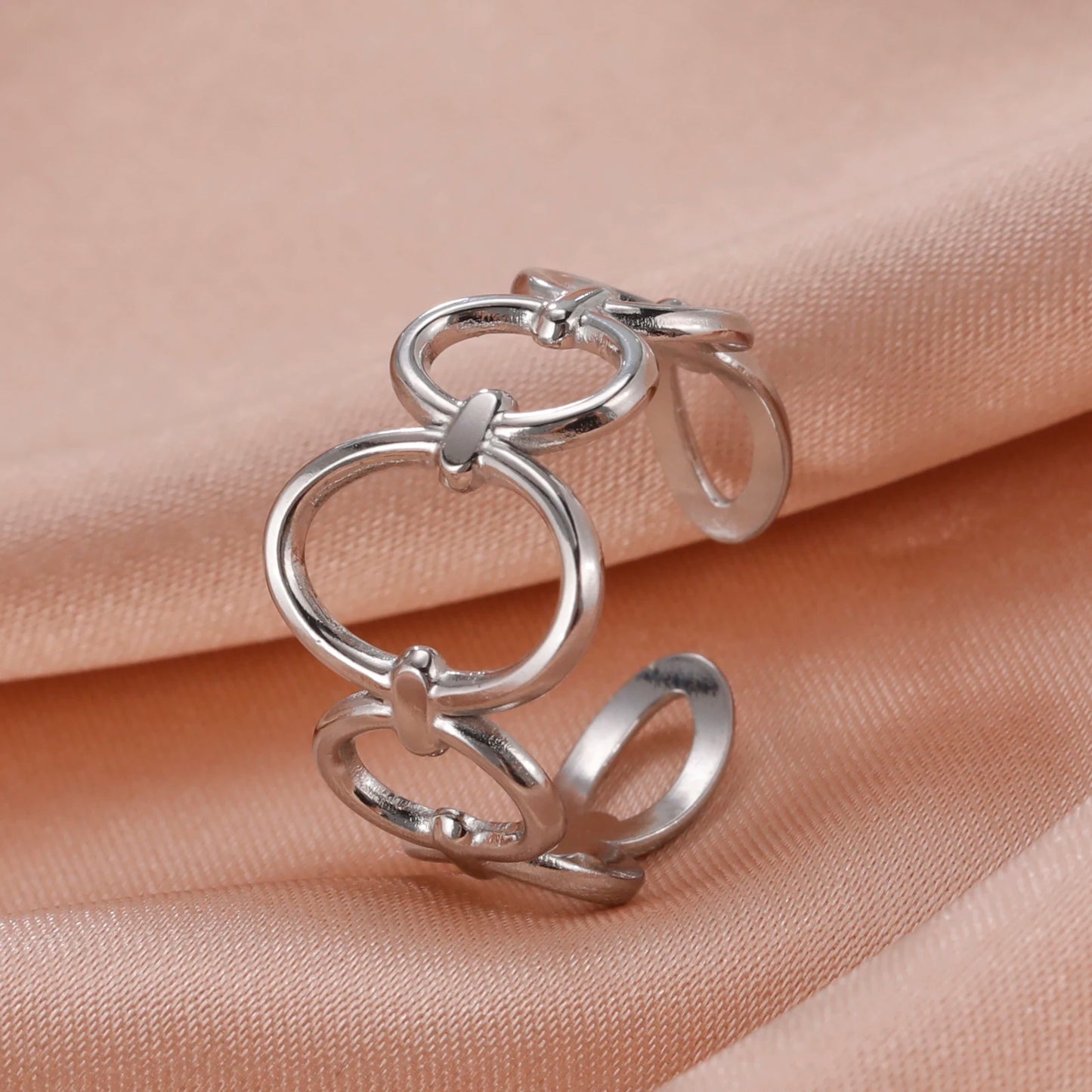 Skyrim-anillos de acero inoxidable para mujer, corazÃ³n geomÃ©trico, estÃ©tico, ajustable, abierto, joyerÃ­a de fiesta, regalos al por mayor