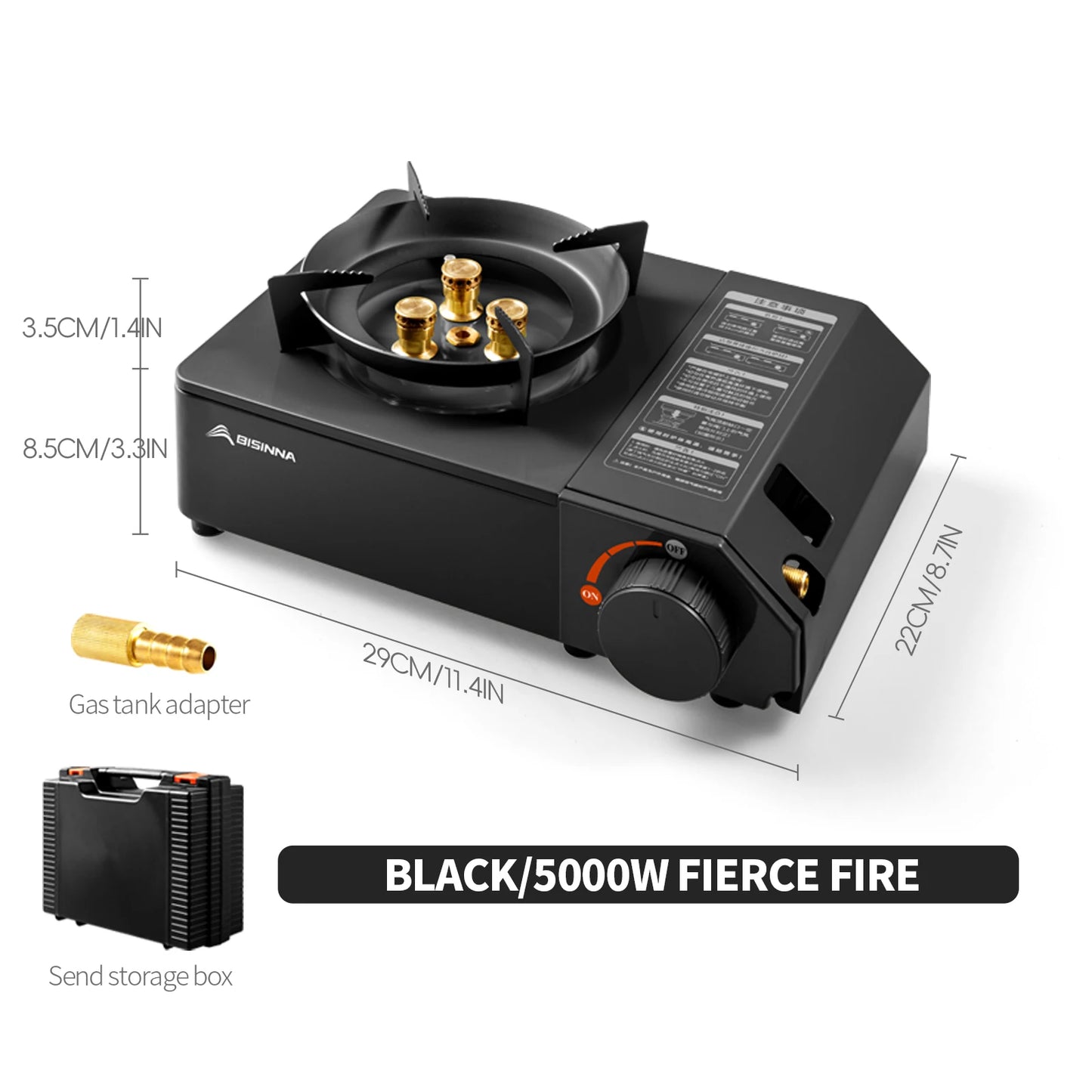 BSWOLF Estufa de gas para acampar, horno de casete portátil de alta potencia de fuego de 5000W, quemador de gas para exteriores para viajes, barbacoa, Picnic