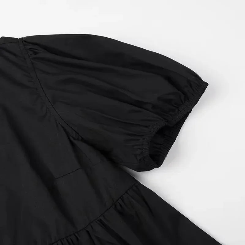 TRAF-Blusas con volantes para mujer, camisas y blusas con mangas abullonadas para mujer, Top corto fruncido blanco y negro, blusa fruncida para mujer 2024