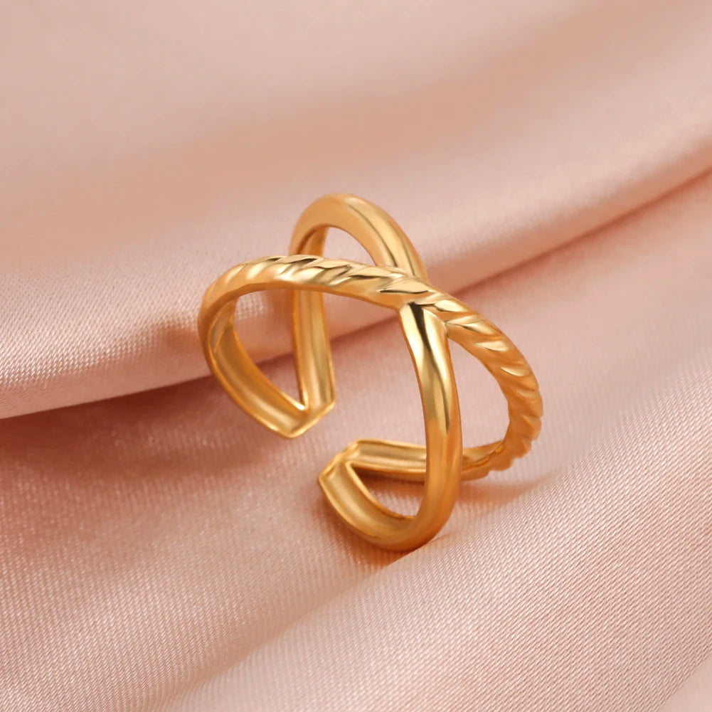 Skyrim-anillos de acero inoxidable para mujer, corazÃ³n geomÃ©trico, estÃ©tico, ajustable, abierto, joyerÃ­a de fiesta, regalos al por mayor
