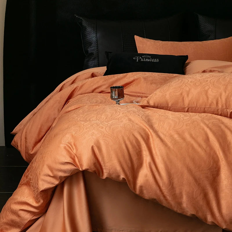 2025 Nuevo juego de ropa de cama de cuatro piezas de algodón puro 100% de color sólido simple para cama individual