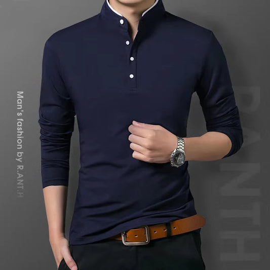 Camiseta polo de manga larga informal de negocios para hombre, camiseta transpirable cÃƒÂ³moda de verano para ocasiones formales