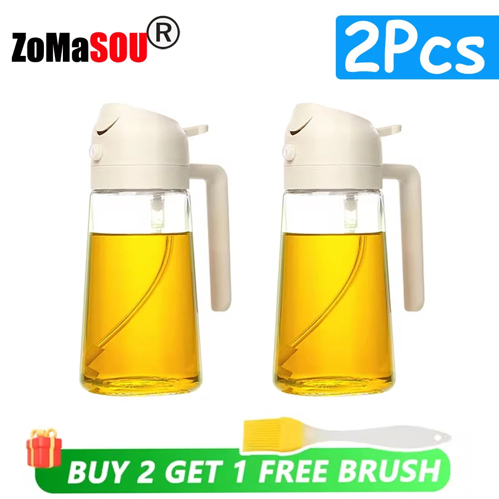 Dispensador de aceite 2 en 1, pulverizador, botella de aceite vertedor, contenedor de aceite de plástico, vaporizador para cocina, ensalada, barbacoa, cocina de acampada