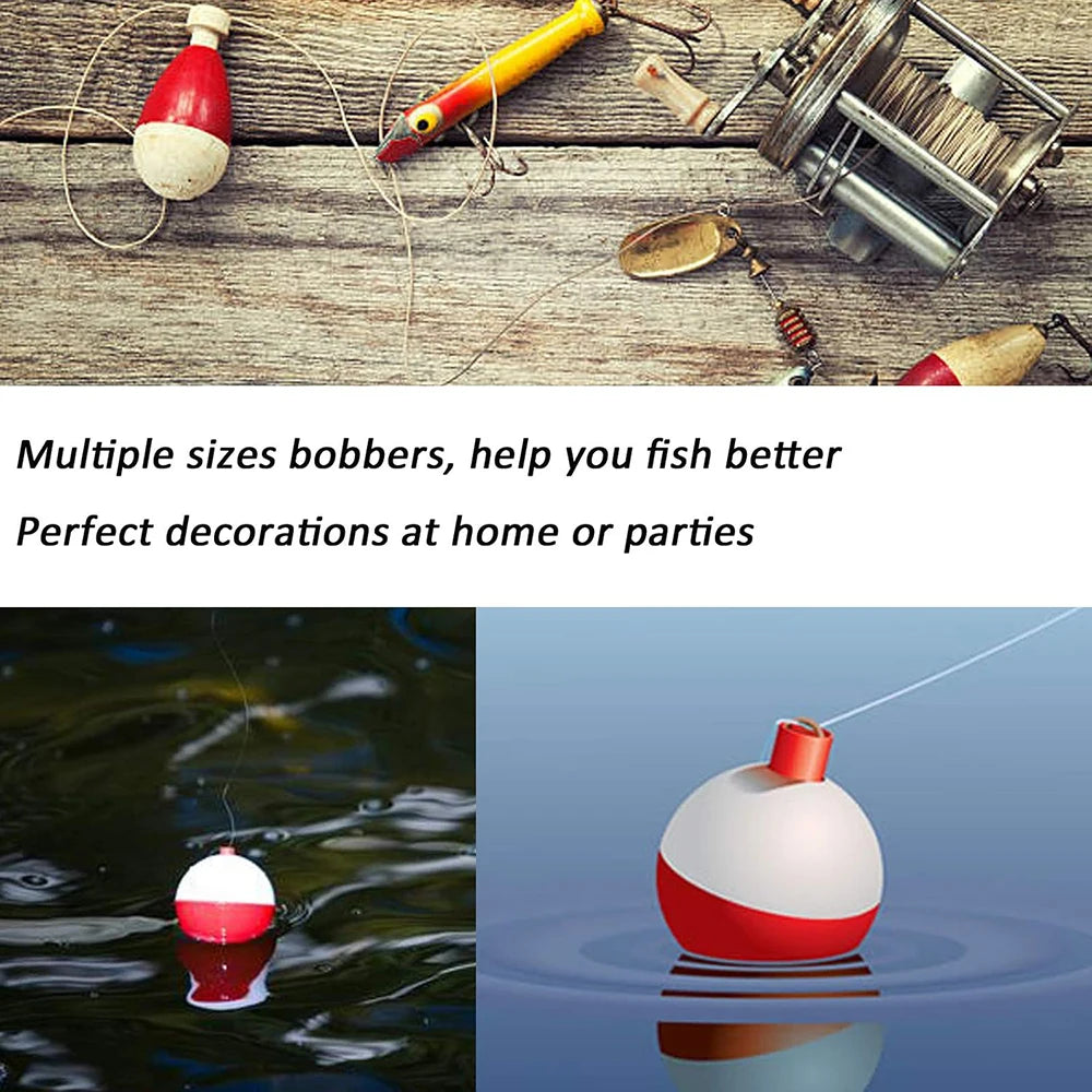 10 Uds. Bobbers de pesca ABS duro rojo/blanco Bobbers deslizantes botÃƒÂ³n de empuje boya redonda flotadores accesorios de aparejos de pesca