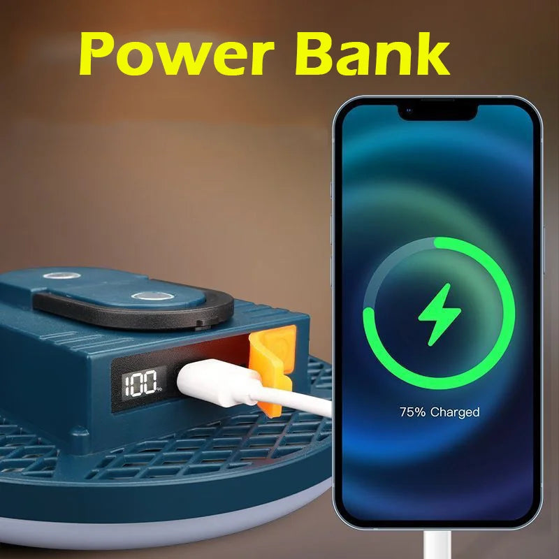 Luz LED recargable para acampar con absorción magnética, Banco de energía de doble uso, lámpara colgante, iluminación de emergencia