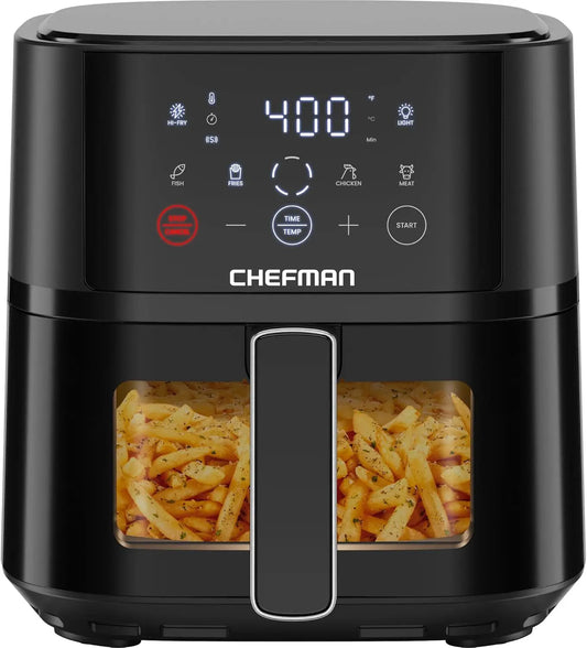 Freidora de aire compacta 4 QT para comidas rápidas y fáciles, cuenta con tecnología Hi-Fry para una ventana Extra nítida y fácil de ver, toque Co