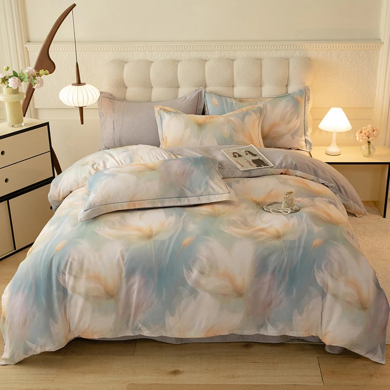 Juego de cuatro piezas de algodón puro 2024, ropa de cama de cuatro piezas, adecuado para uso doméstico, nuevo estilo de lujo, 100%