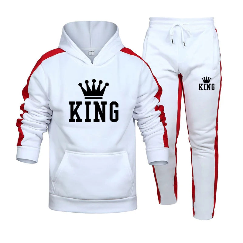 King-chándal estampado para hombre, Sudadera con capucha y pantalones de chándal, conjunto de 2 piezas, moda informal, alta calidad, trotar, deportes, trajes de tendencia, S-4XL