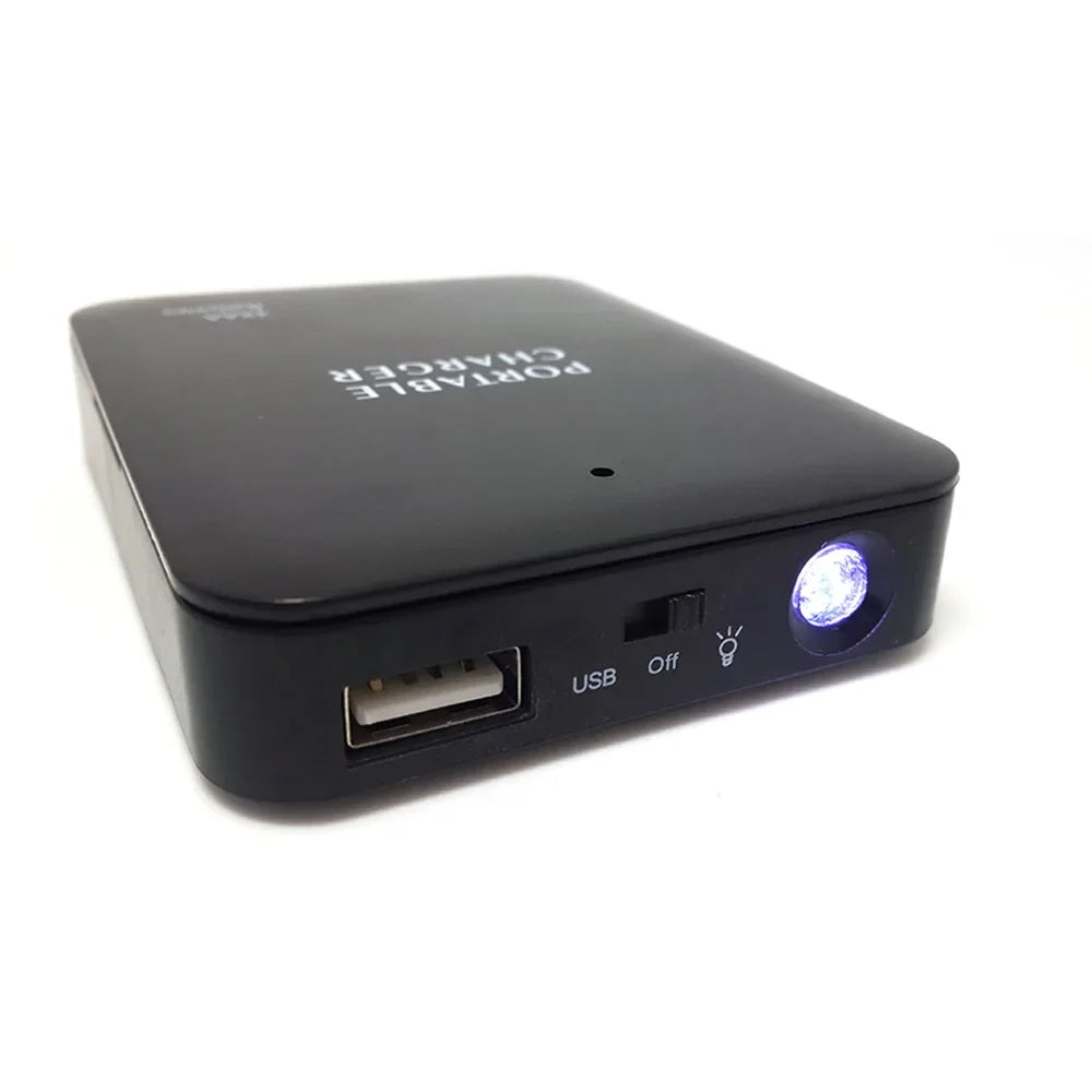 Cargador portátil 4 AA, Banco de energía de batería USB, luz LED, cargador de emergencia para acampar al aire libre para teléfono, montañismo, senderismo
