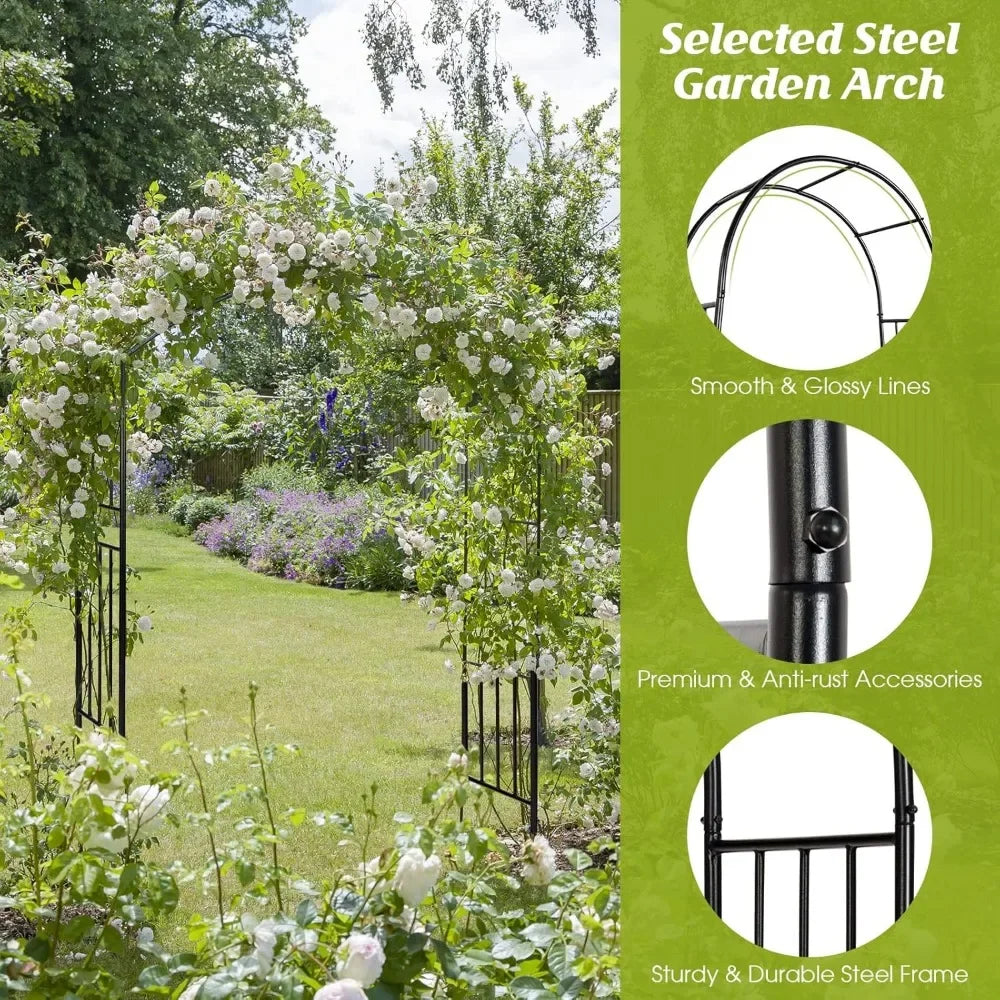 Arco de jardín de metal, cenador exterior de 7,2 pies / 86" para plantas trepadoras: ideal para bodas o jardines