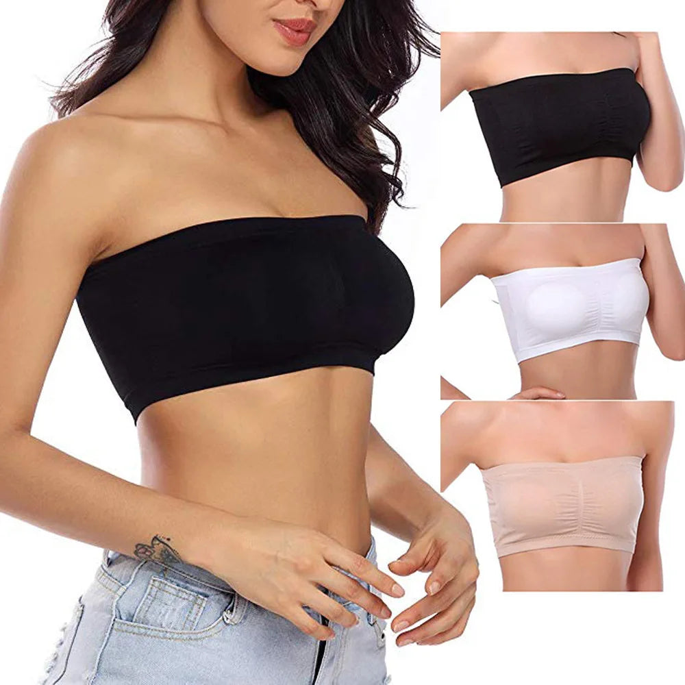 1 Uds. Sujetador de talla grande para mujer, sujetador sin tirantes, cojín fino extraíble para el pecho, sujetador Invisible elástico sin costuras, S-6XL