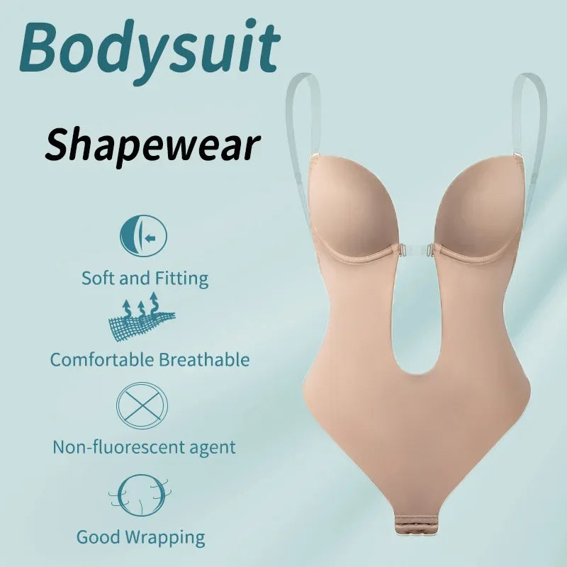 Sujetador moldeador de cuerpo completo para mujer, Body sin espalda, Tanga, moldeadores invisibles, Control de barriga, fajas, funda, ropa interior adelgazante