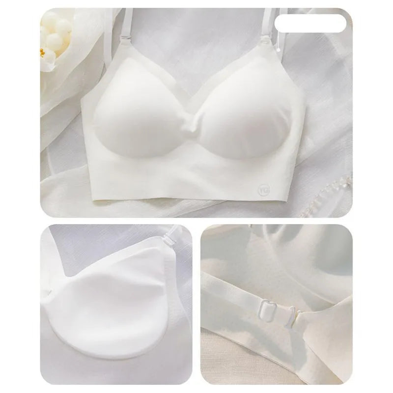 Sujetadores acolchados sin costuras ultrafinos para mujer, ropa interior de seda de hielo, lencería Sexy de pecho pequeño, Push Up, Tops de tubo Sexy, sujetador íntimo