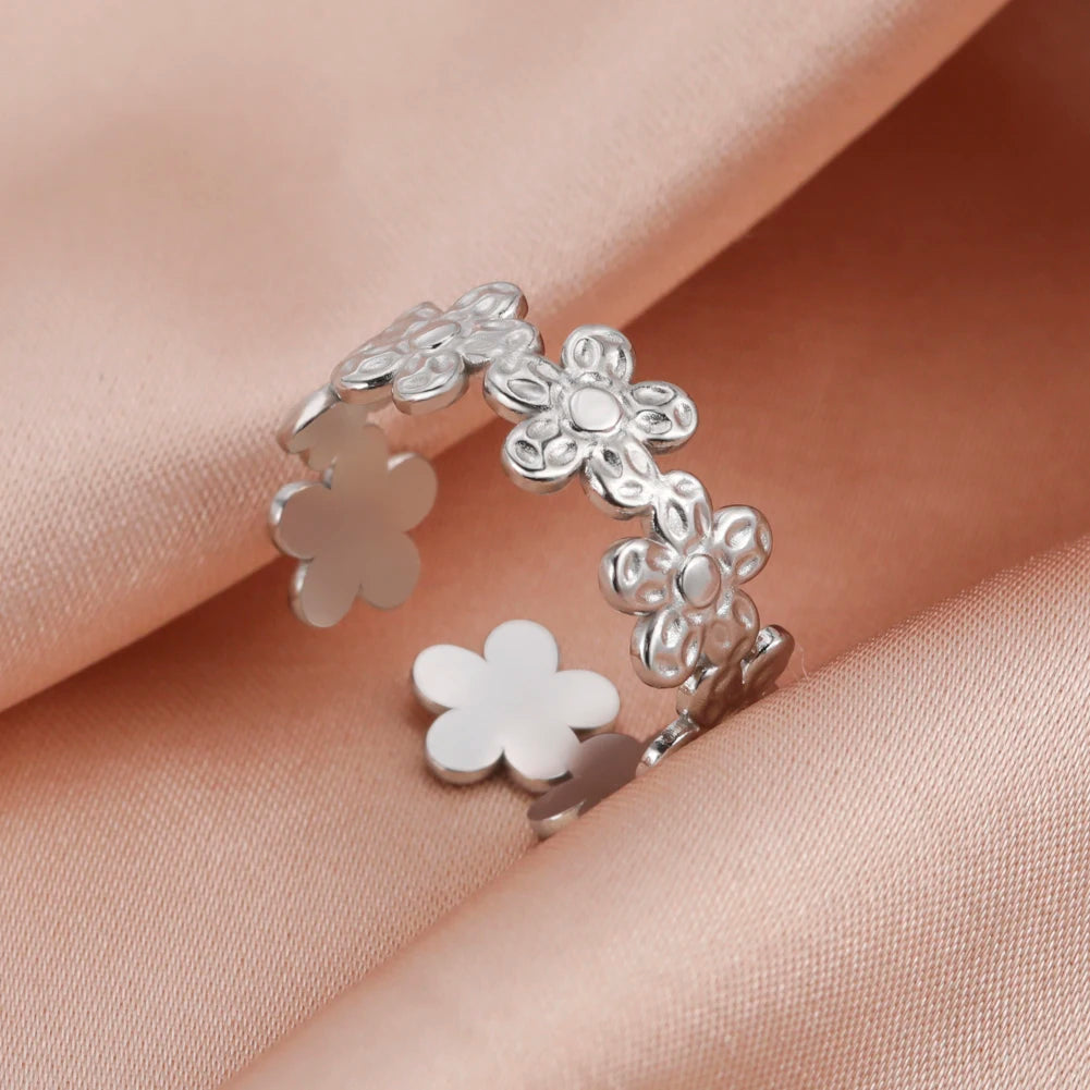 Skyrim-anillos de acero inoxidable para mujer, corazÃ³n geomÃ©trico, estÃ©tico, ajustable, abierto, joyerÃ­a de fiesta, regalos al por mayor
