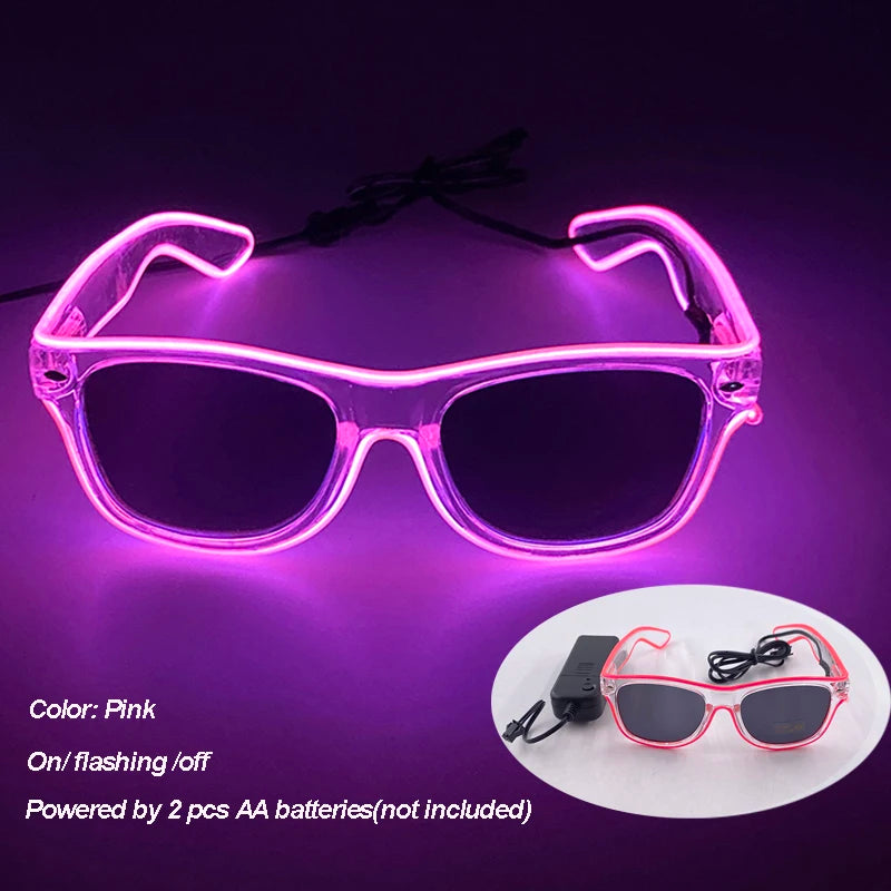 Gafas luminosas coloridas con luz LED, lentes de neón brillantes, parpadeantes para fiesta, club nocturno, DJ, decoración de fiesta de baile