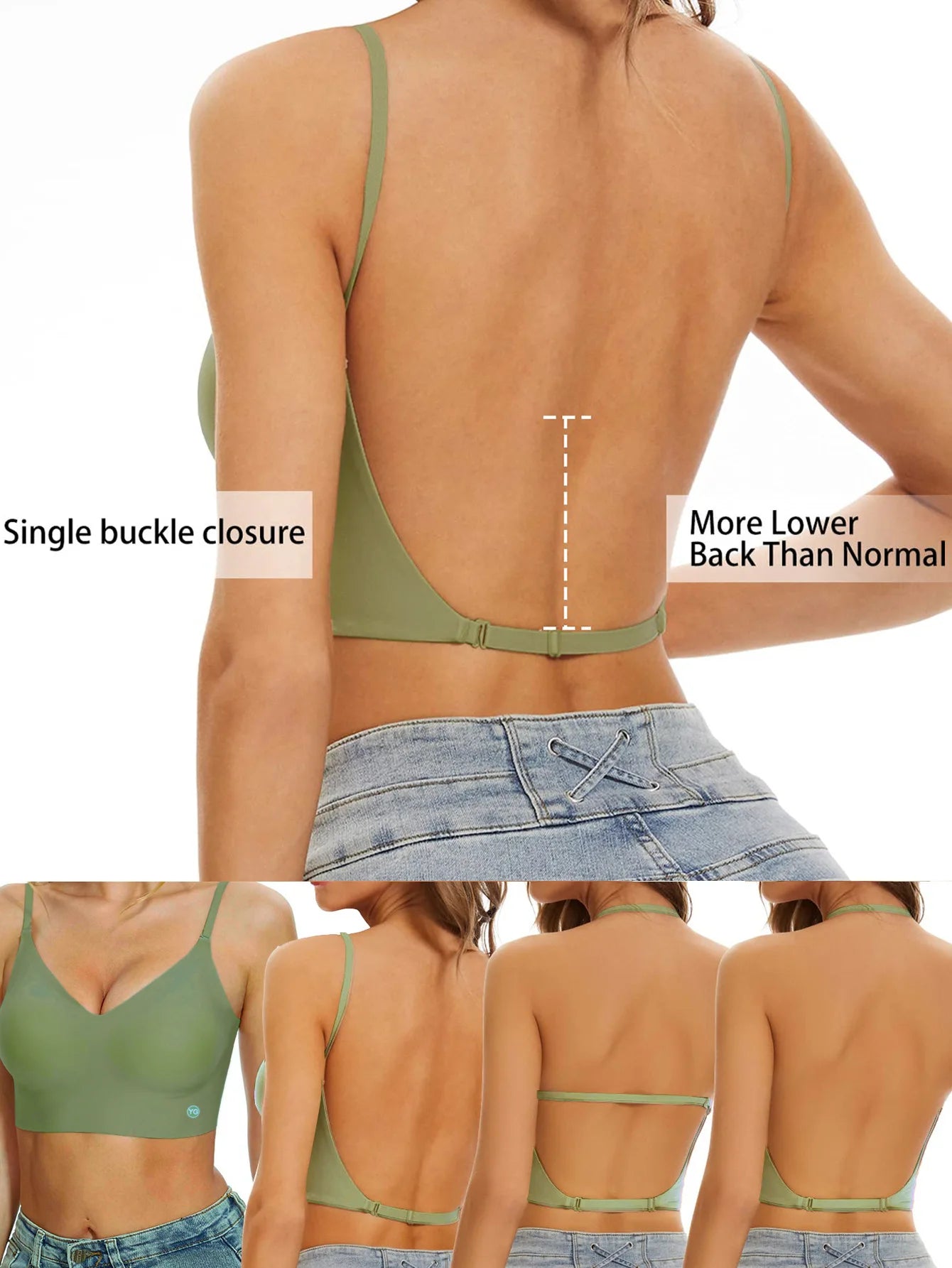 Sujetador Invisible para mujer, sujetadores con escote en U profundo, Top sin espalda para vestidos, lencería Sexy con correa transparente, ropa interior push-up sin tirantes