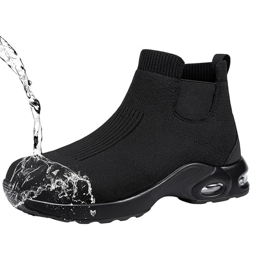 LARNMERN-zapatos con punta de acero para hombre y mujer, botas de trabajo resistentes al agua, zapatillas de seguridad antideslizantes, Chelse con cojÃƒÂ­n de aire Industrial