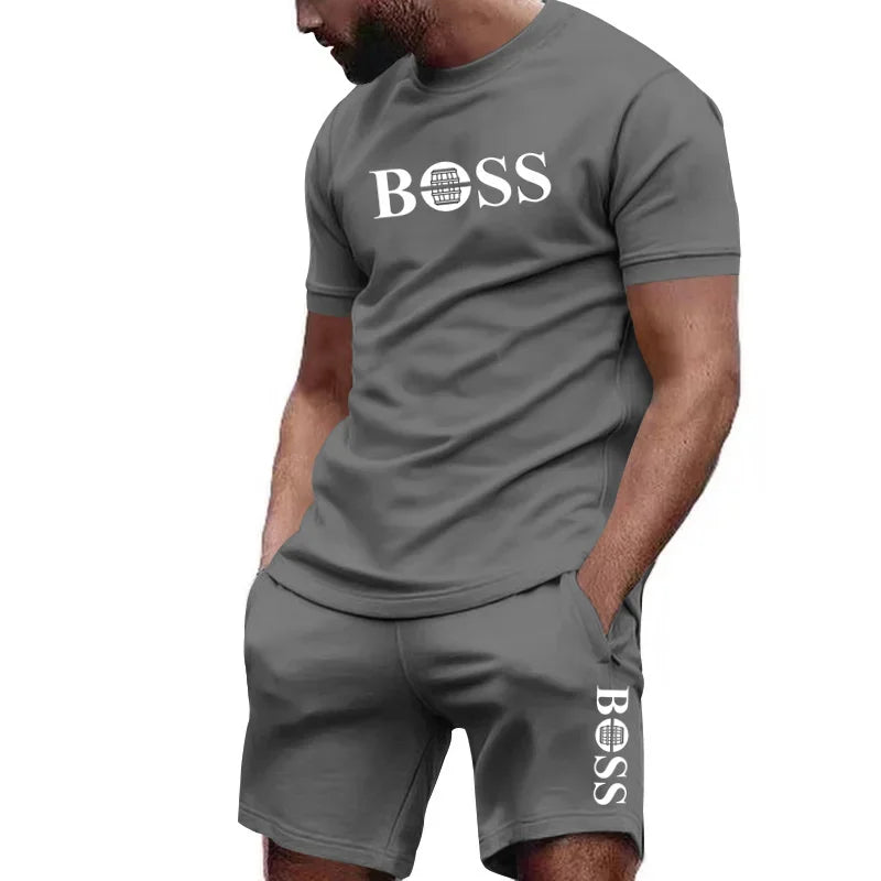 Ropa deportiva de dos piezas para hombre, conjunto de camiseta y pantalones de manga corta, ropa deportiva para correr y fitness, verano 2024, gran descuento, 2024