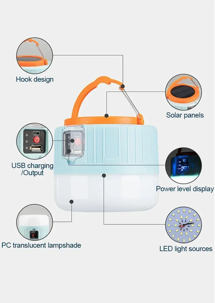 Luz portátil para acampar, Banco de energía, linternas LED para acampar con Control remoto, linterna recargable impermeable para tienda de campaña al aire libre