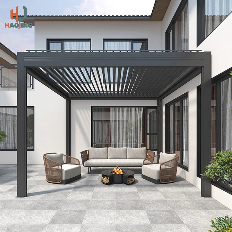Muebles de jardín para exterior Gazebo da esterno Pavillion de aluminio 3x4 4x4 6x3 blanco Villa balcón Pérgola con persianas de metal personalizada