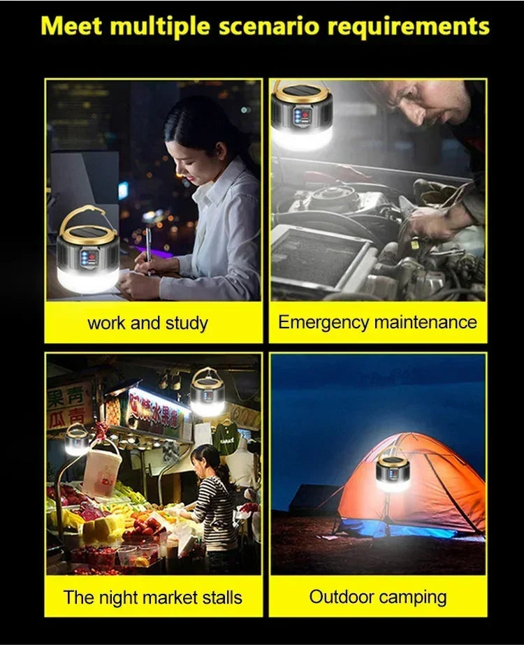 Luz portátil para acampar, Banco de energía, linternas LED para acampar con Control remoto, linterna recargable impermeable para tienda de campaña al aire libre