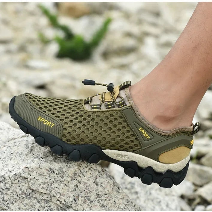 Zapatos de malla transpirables a la moda de verano, zapatillas de tenis informales para hombre, zapatos de senderismo antideslizantes para hombre, zapatos de senderismo para hombre