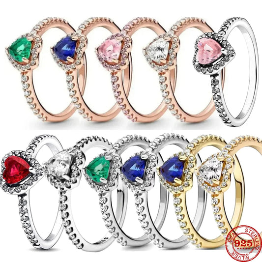 Tamaño europeo 6 7 8 9 anillos rojos, blancos y rosas para mujer, anillo de cristal de boda Original, accesorios de joyería de lujo, joyería de moda