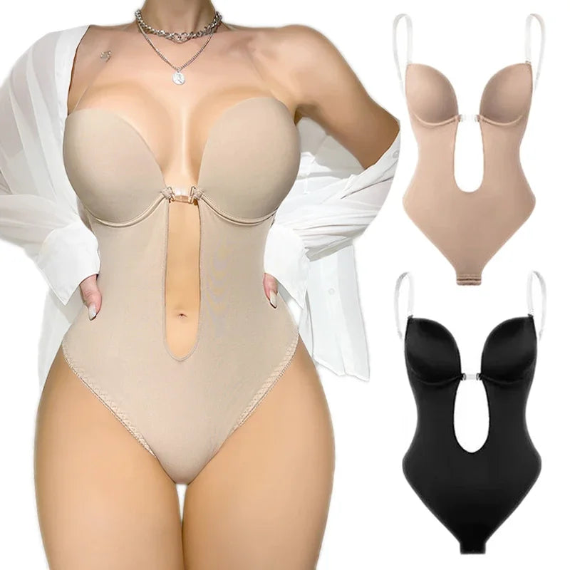 Sujetador moldeador de cuerpo completo para mujer, Body sin espalda, Tanga, moldeadores invisibles, Control de barriga, fajas, funda, ropa interior adelgazante
